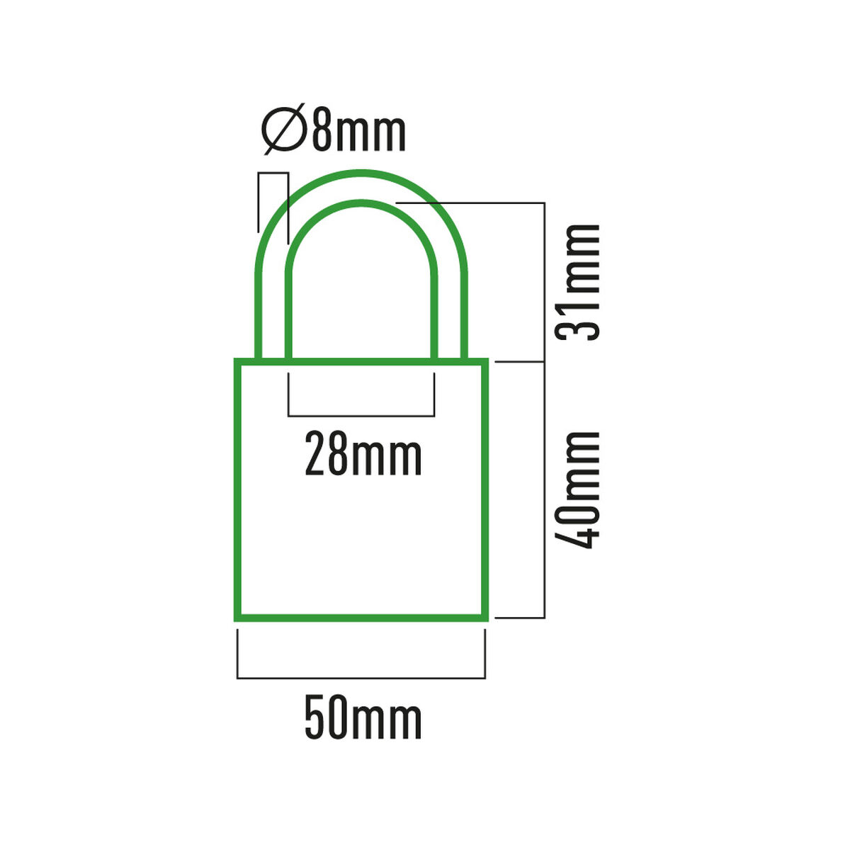 Hänglås med nyckel EDM 85210 Mässing Båge 50 x 30 mm - 5