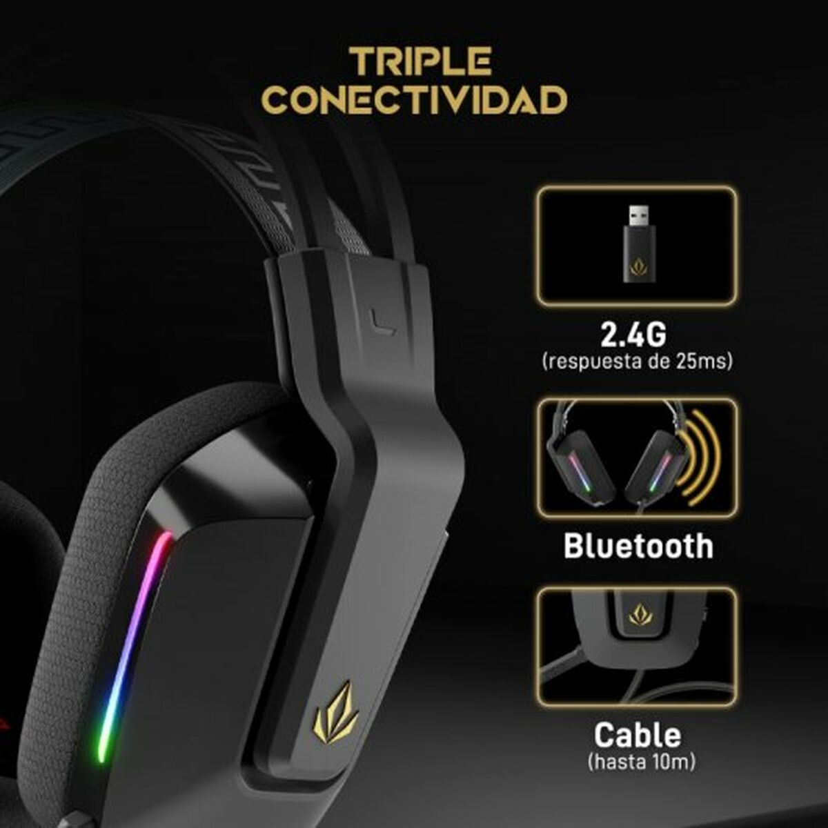 Bluetooth Hörlurar med Mikrofon Forgeon Captain RGB - 4
