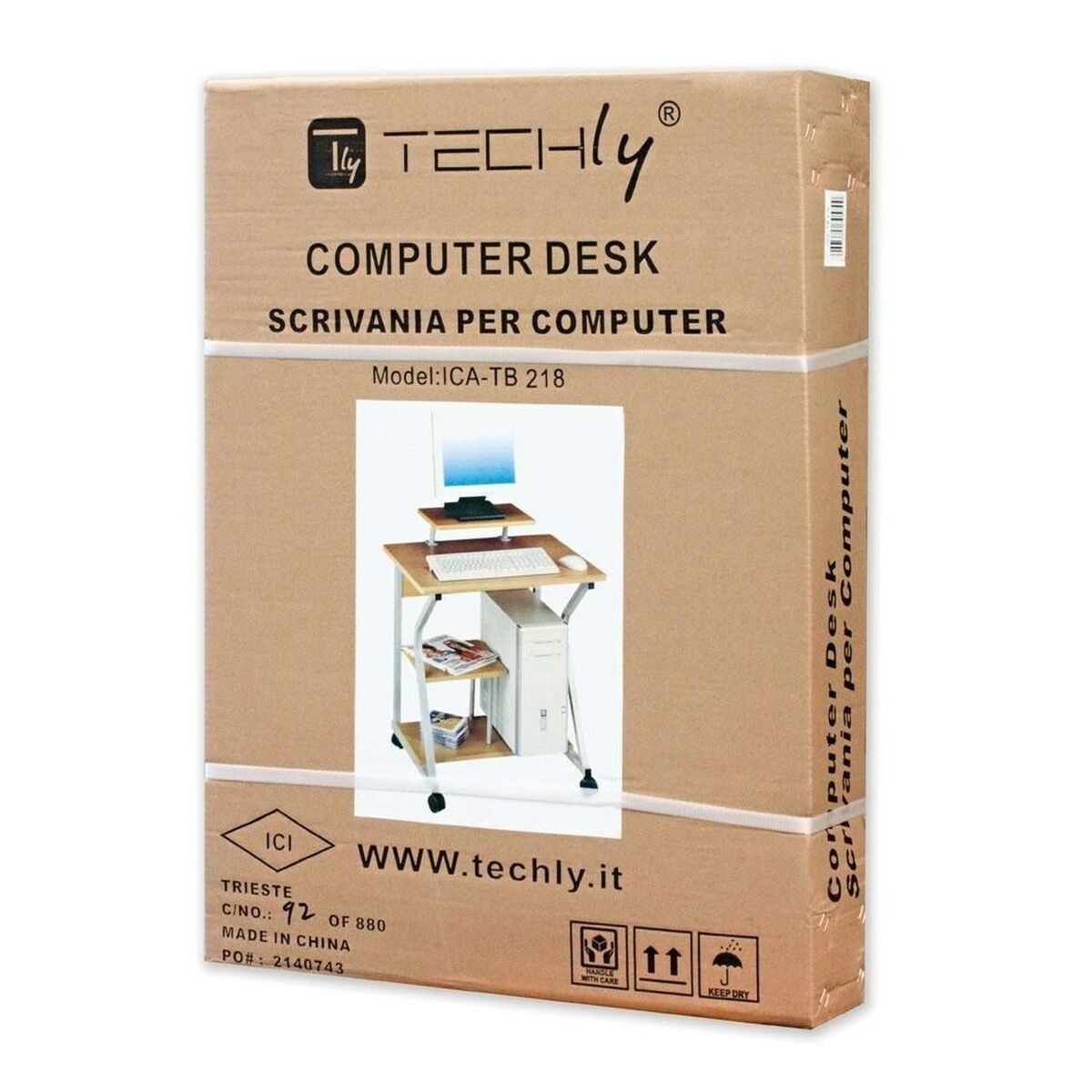 Skrivbord Techly ICA-TB 218 Bok Trä MDF 70 X 81 X 51 cm - 2