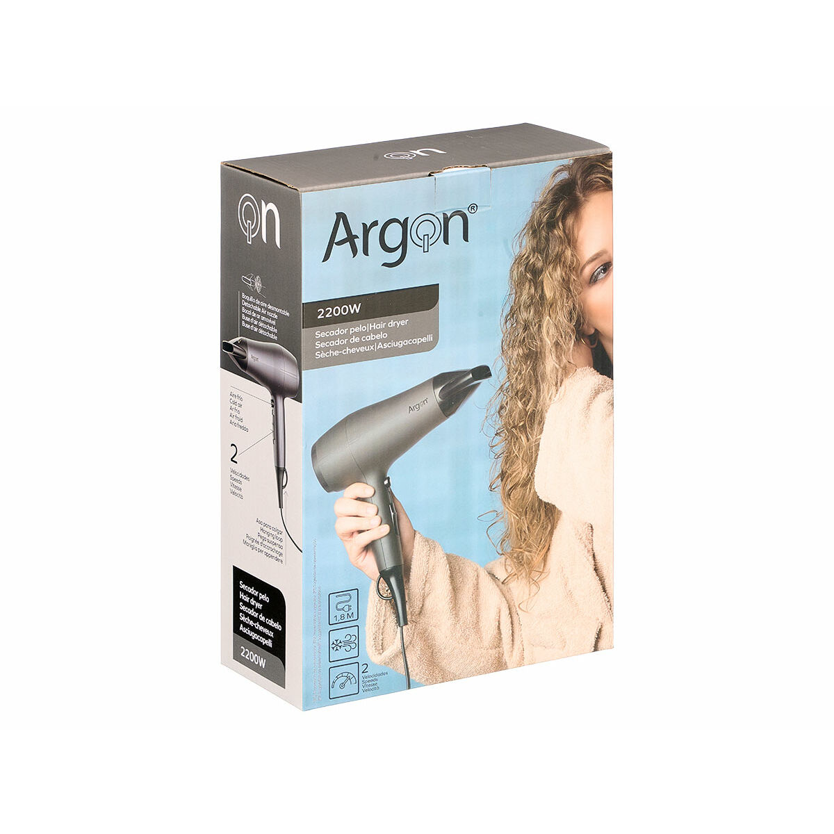 Hårtork Argon Svart Silvrig 2200 W - 3