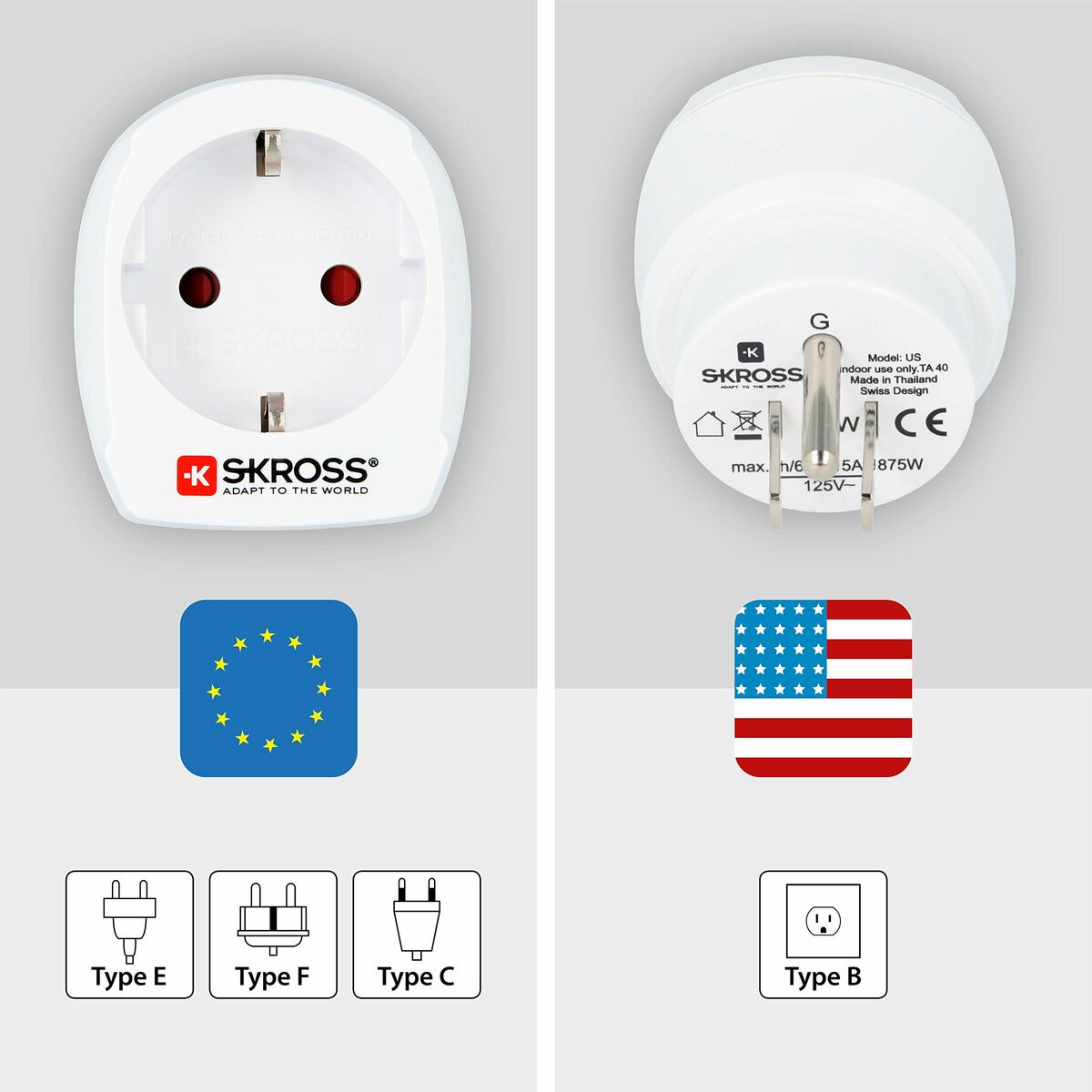 Eladapter Skross 1500203-E Europeisk USA - 2
