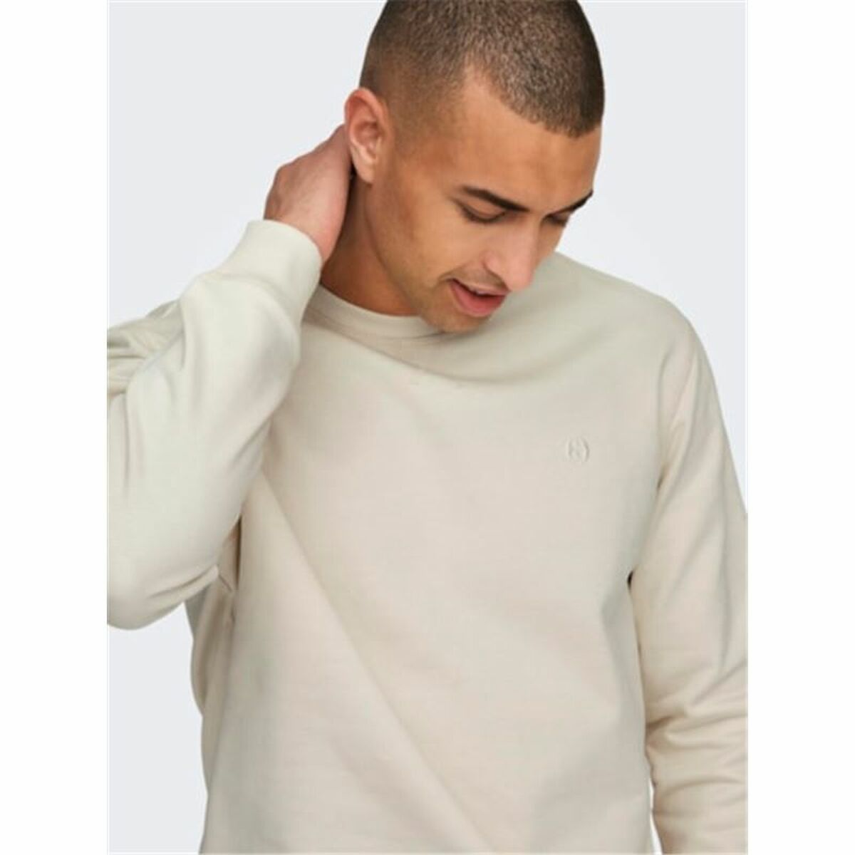 Tröja utan huva Herr Only & Sons Onsdan Unshed Reg Crew Neck Vit - 5