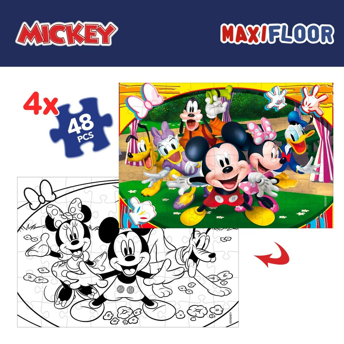 Set 4 pussel Mickey Mouse 35 x 1,5 x 25 cm 48 Delar (6 antal) - 3