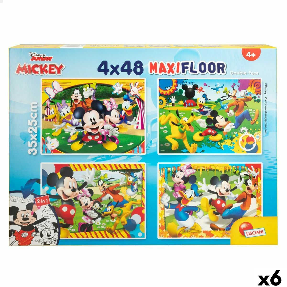 Set 4 pussel Mickey Mouse 35 x 1,5 x 25 cm 48 Delar (6 antal)