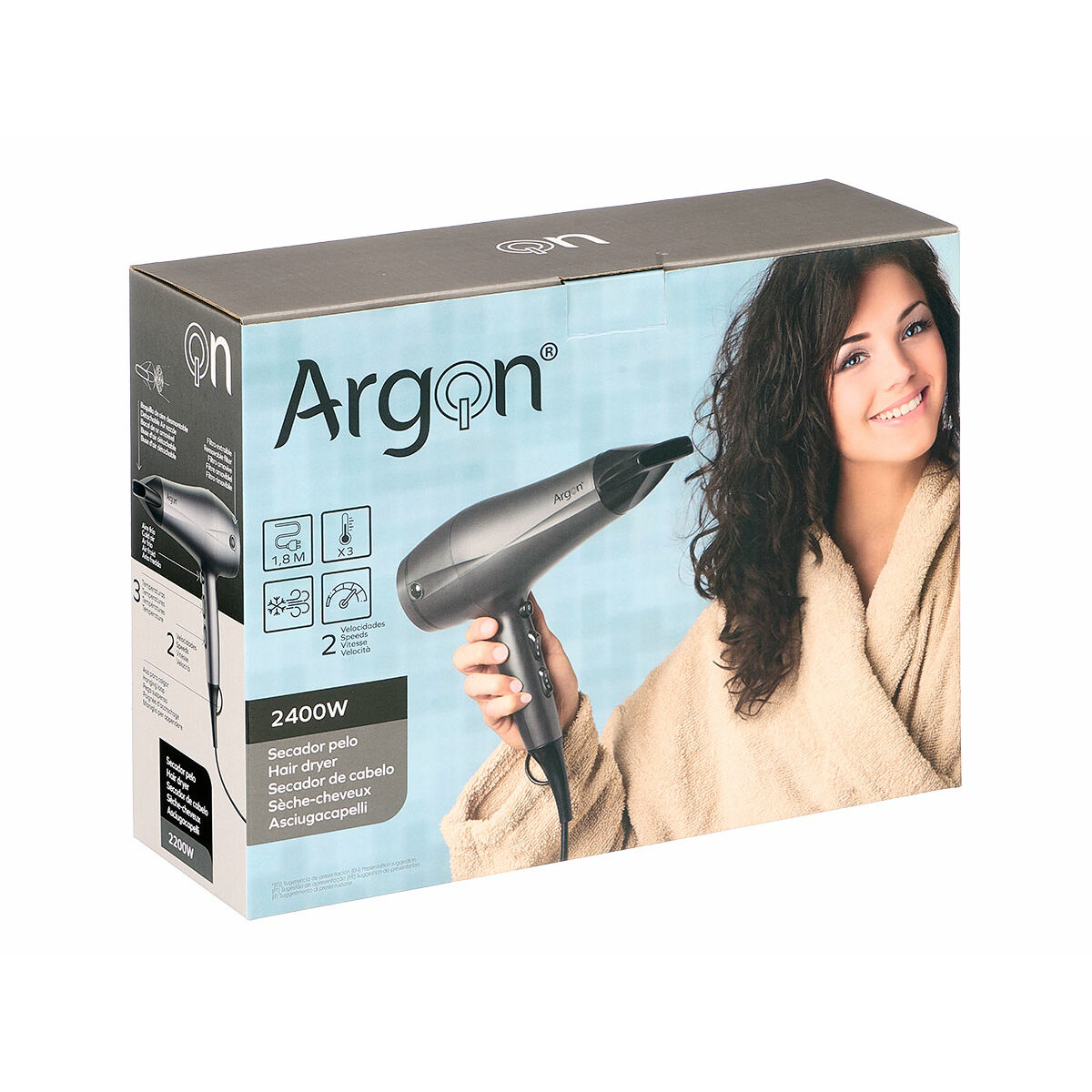 Hårtork Argon Svart Silvrig 2400 W - 3
