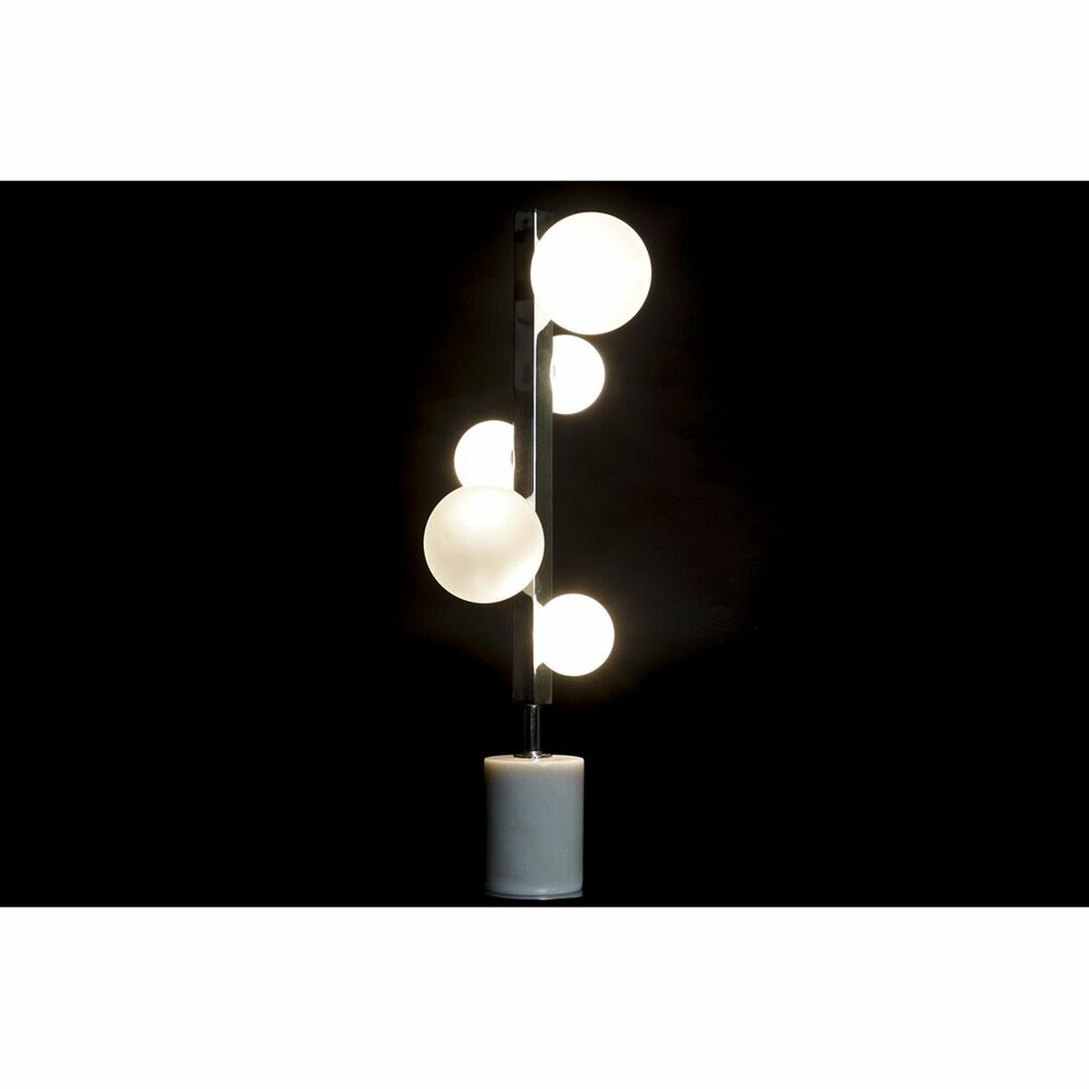 Bordslampa DKD Home Decor Vit Silvrig Glas Marmor 220 V 15 x 15 x 68 cm - 4