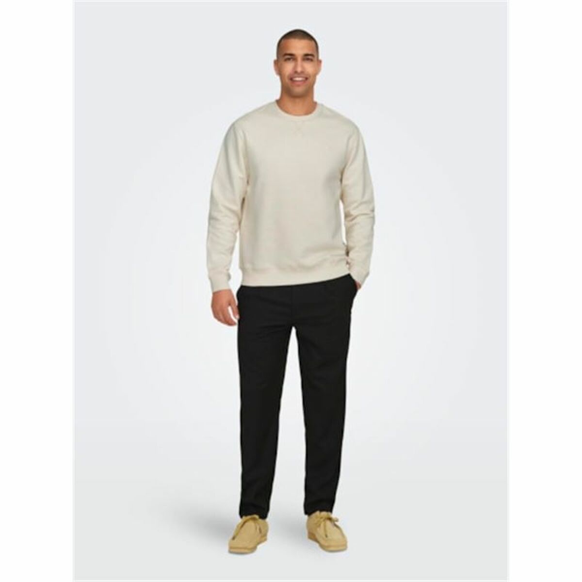 Tröja utan huva Herr Only & Sons Onsdan Unshed Reg Crew Neck Vit - 3