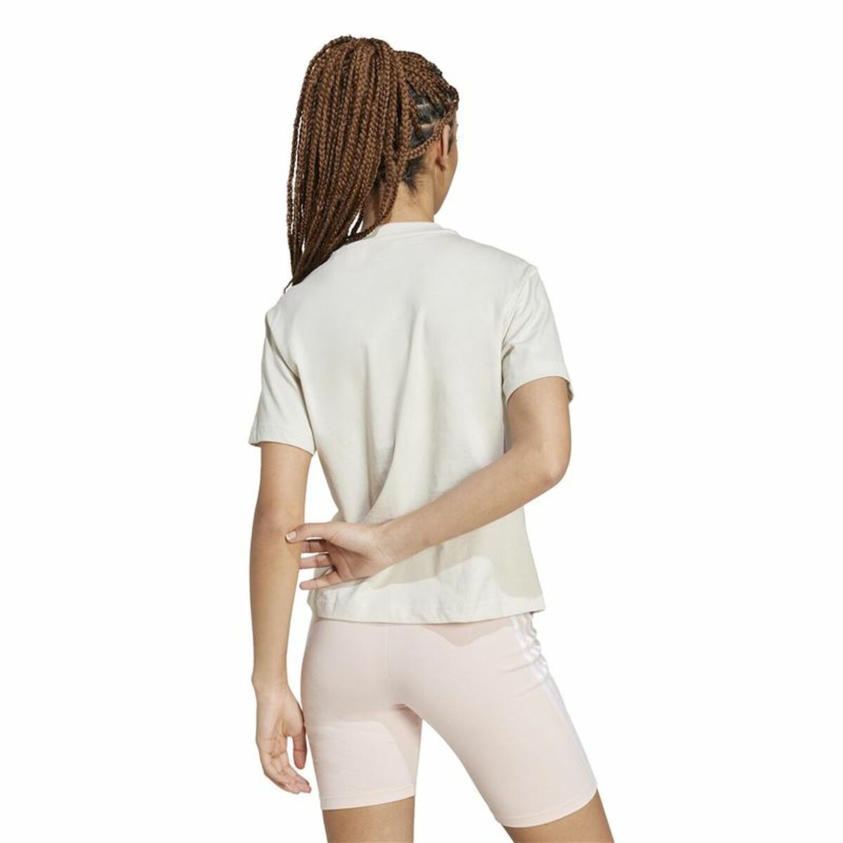 T-shirt med kortärm Dam Adidas Essentials Small Logo Vit Beige - 3