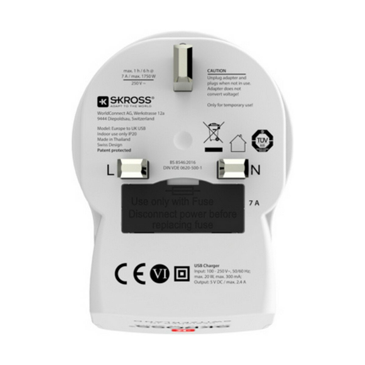 Eladapter Skross 1500280 USB x 2 Europeisk Storbritannien - 5