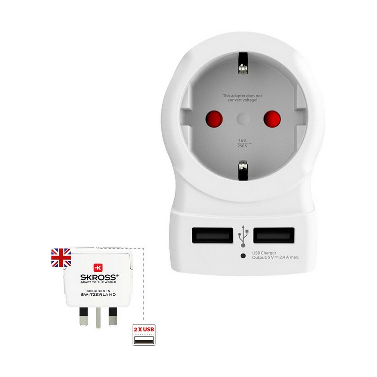Eladapter Skross 1500280 USB x 2 Europeisk Storbritannien - 7