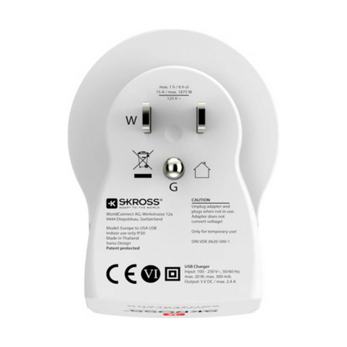 Eladapter Skross 1500281 USB x 2 Europeisk USA - 10
