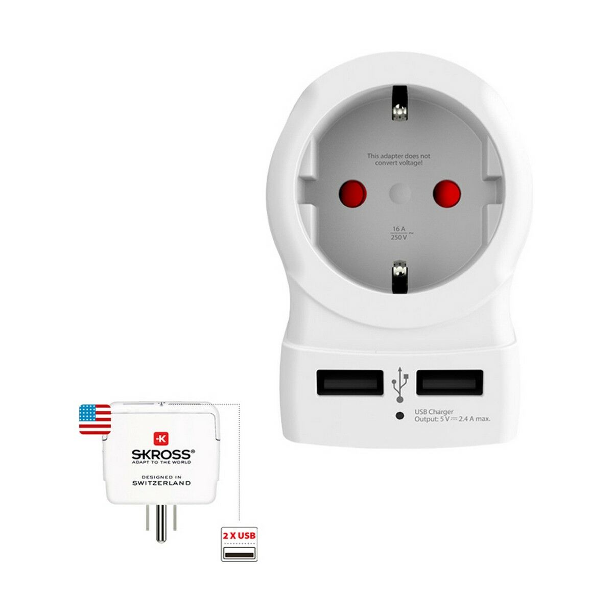 Eladapter Skross 1500281 USB x 2 Europeisk USA - 7