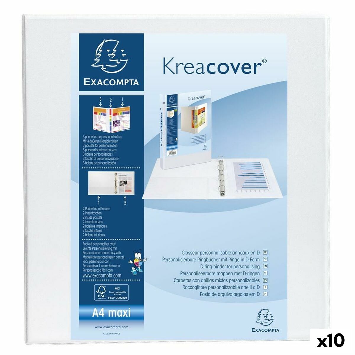 Ringpärm Exacompta Kreacover Vit A4+ (10 antal)