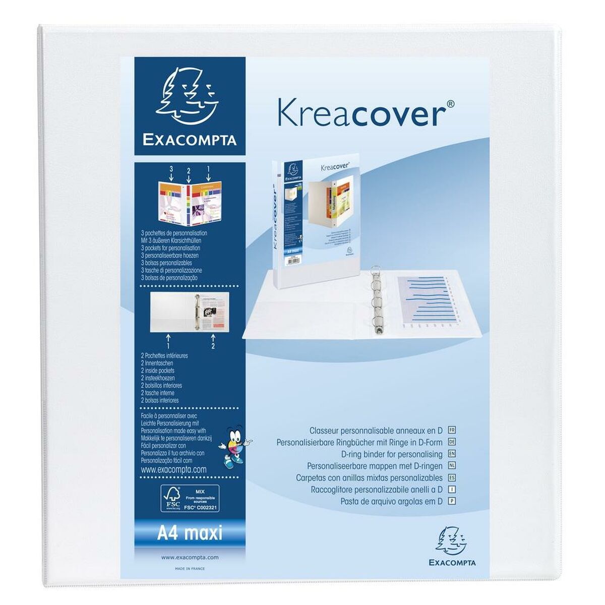 Ringpärm Exacompta Kreacover Vit A4+ (10 antal) - 2