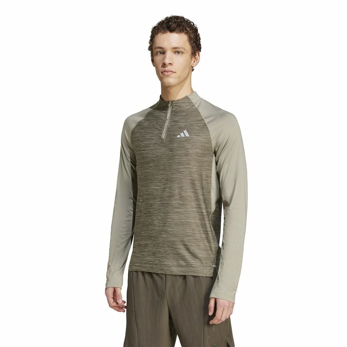 T-shirt med lång ärm Herr Adidas Gym+ 3 Bandas 1/4Zip Brun - 2