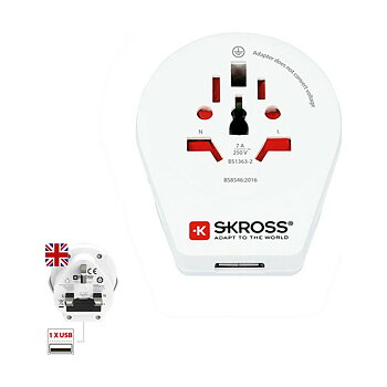 Eladapter Skross 1500267 Storbritannien Internationellt 1 x USB