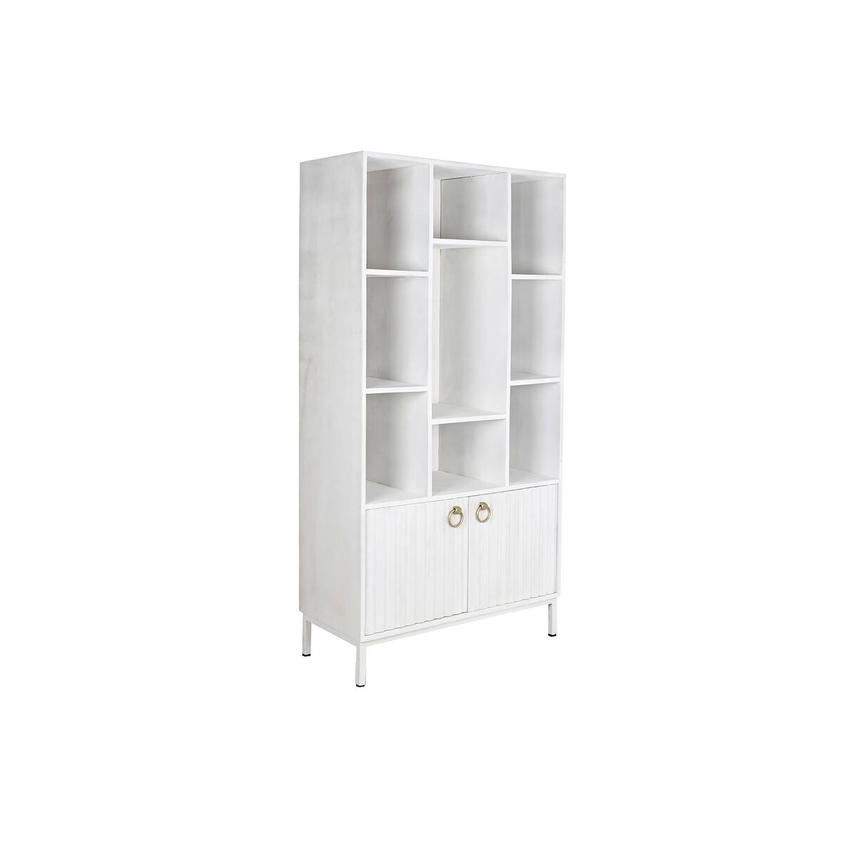 Bokhylla DKD Home Decor Vit Metall Mangoträ 90 x 40 x 180 cm