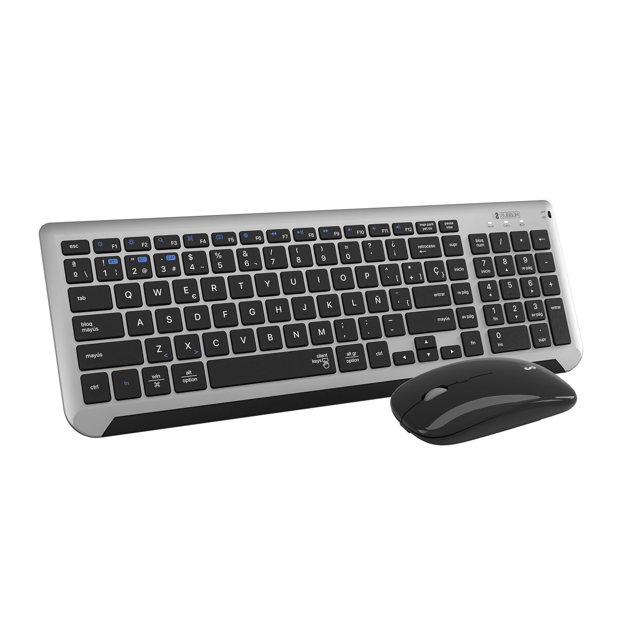 Tangentbord och Mus Subblim SUBKBC-DCEP20 Svart Grå Qwerty Spanska QWERTY