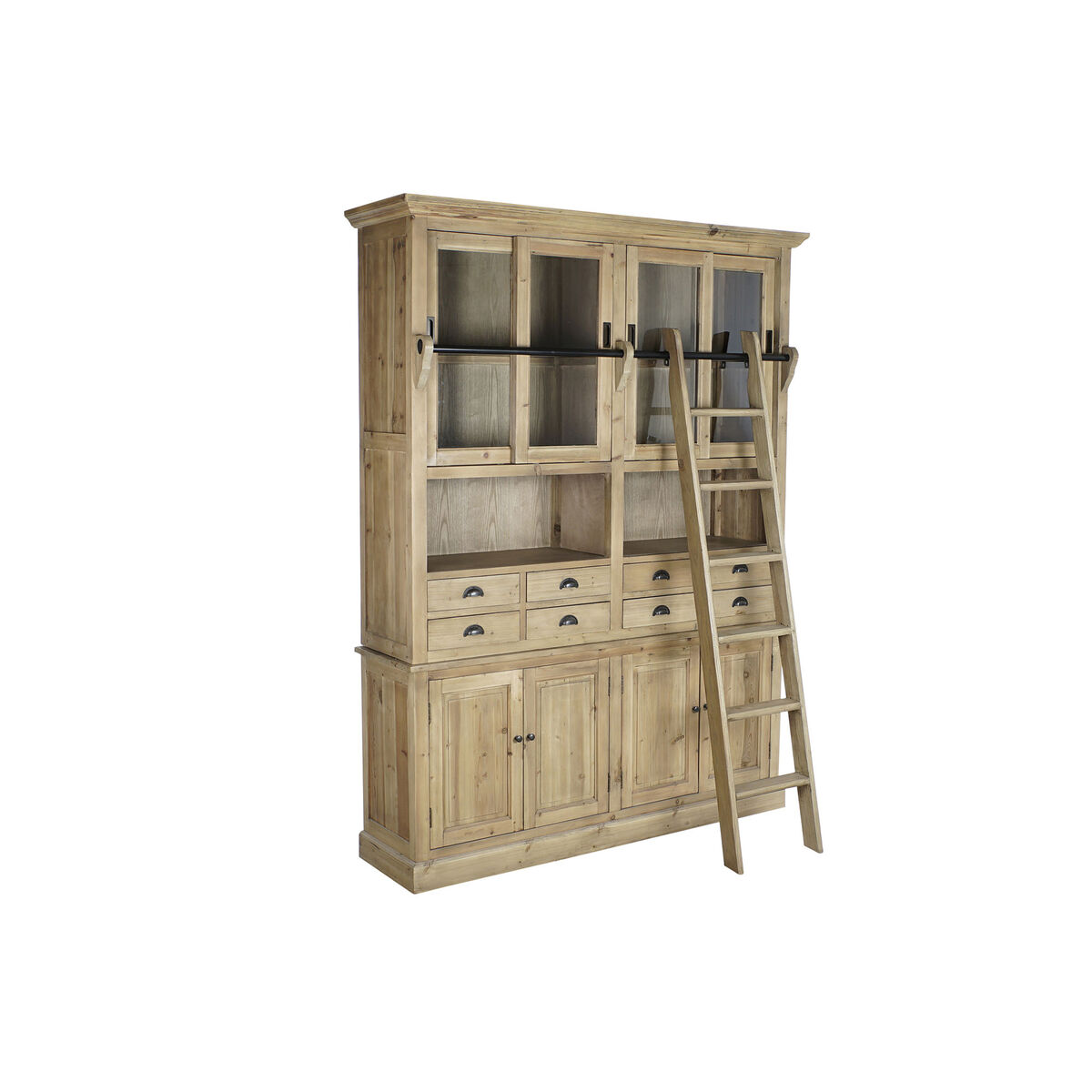 Bokhylla DKD Home Decor Naturell Glas Järn Furu Återvunnet Trä 180 x 47 x 238 cm