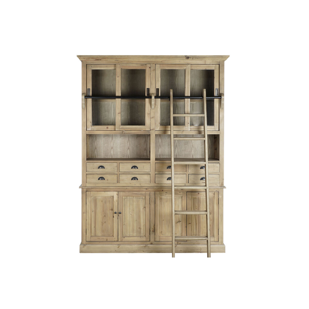Bokhylla DKD Home Decor Naturell Glas Järn Furu Återvunnet Trä 180 x 47 x 238 cm - 5