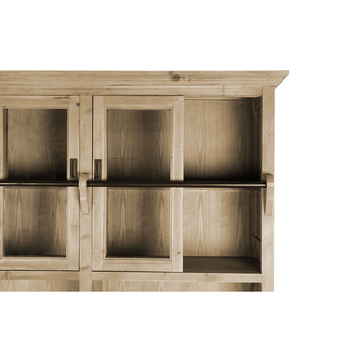 Bokhylla DKD Home Decor Naturell Glas Järn Furu Återvunnet Trä 180 x 47 x 238 cm - 4