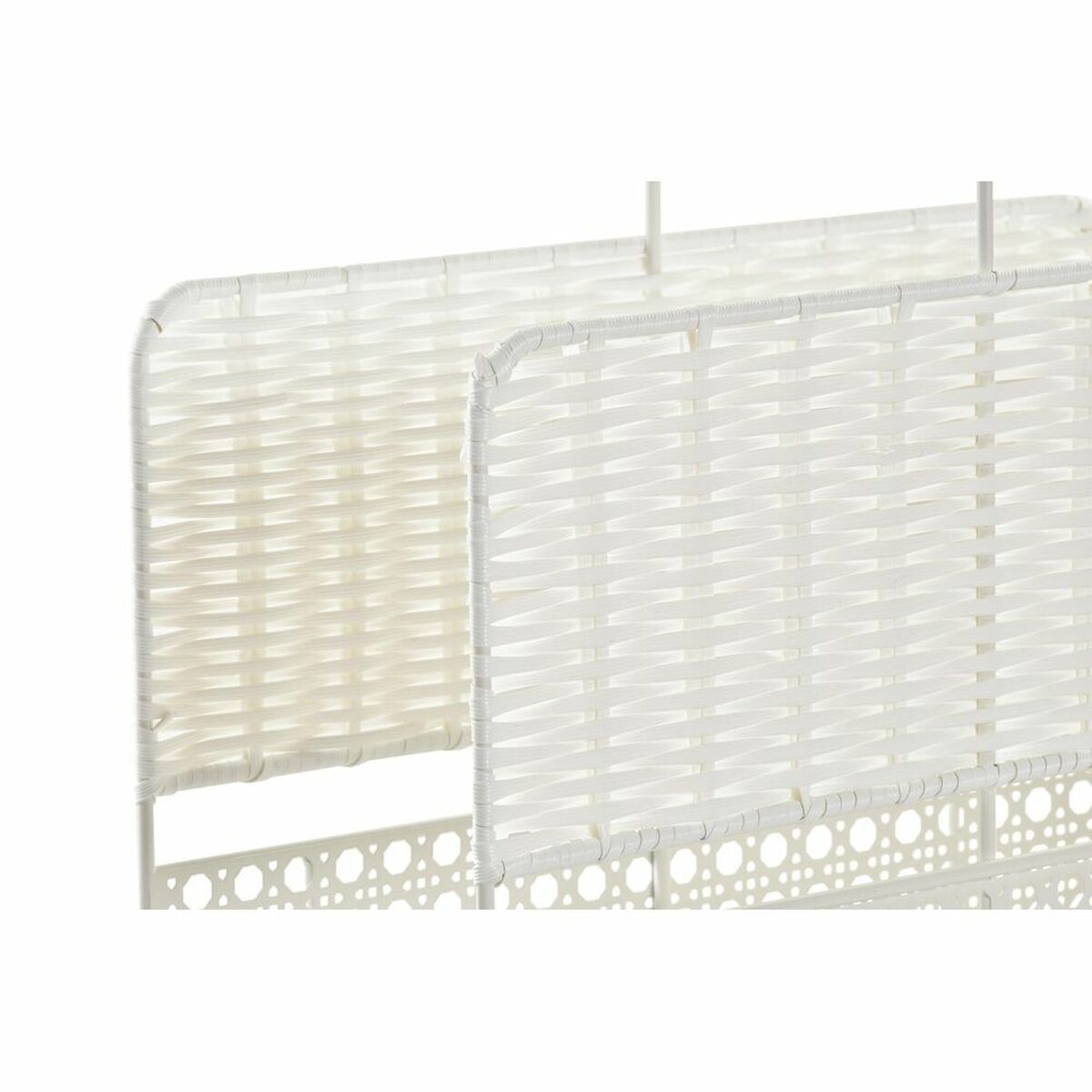 Tidningsställ DKD Home Decor Vit Naturell Metall vide Boho 36,5 x 15 x 41 cm - 2