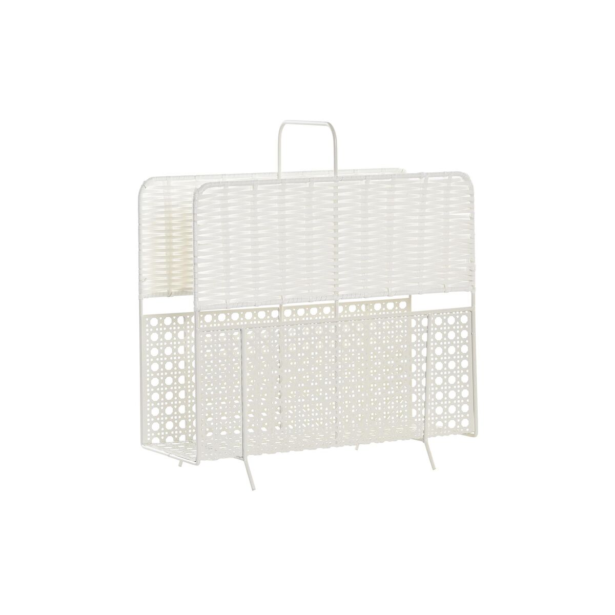 Tidningsställ DKD Home Decor Vit Naturell Metall vide Boho 36,5 x 15 x 41 cm - 4
