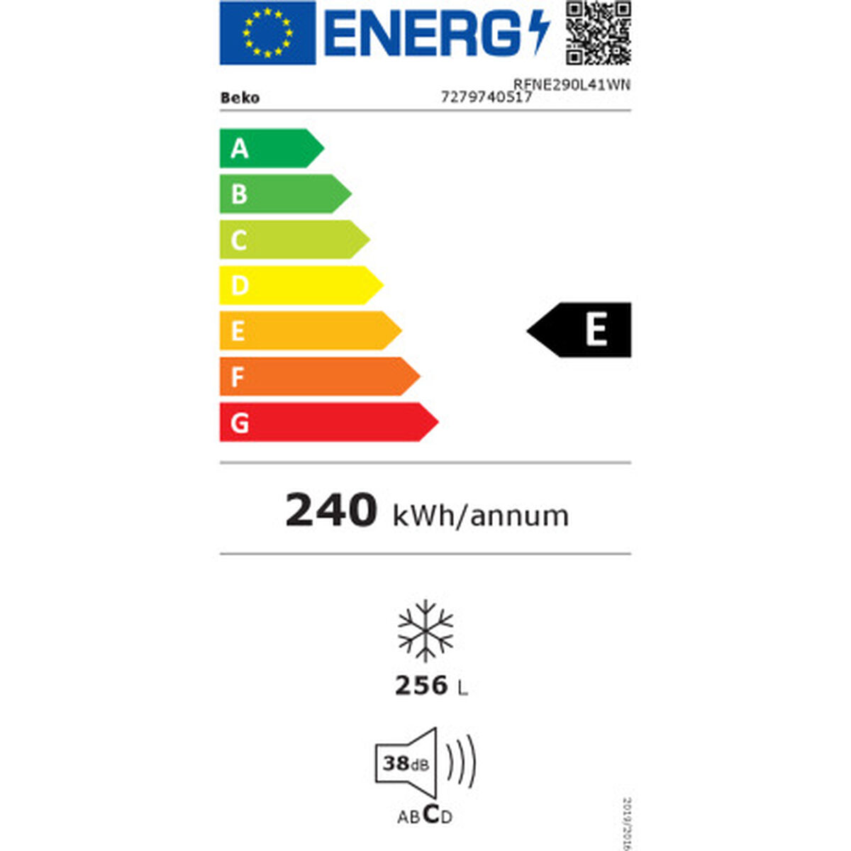 Frys BEKO RFNE290L41WN Vit 256 l - 2