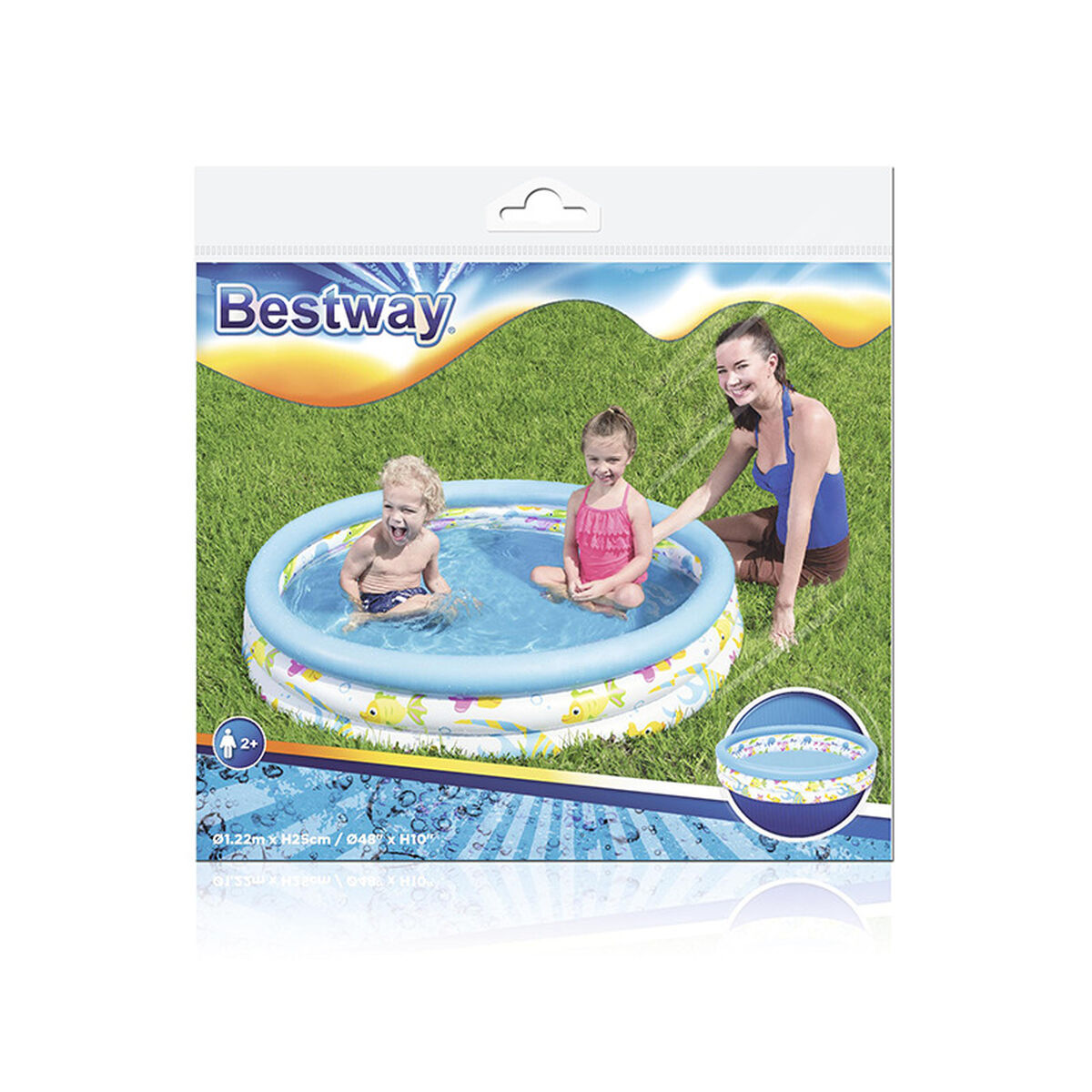 Bestway Uppblåsbar Barnpool 3 Ringar Coral 122x25 cm +2 År Trädgård 51009 - 2
