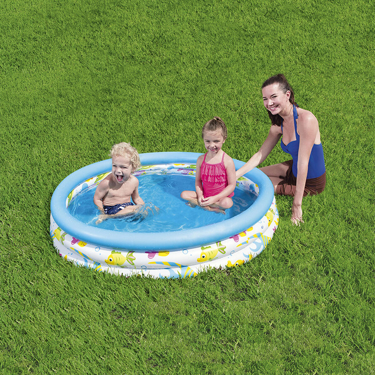 Bestway Uppblåsbar Barnpool 3 Ringar Coral 122x25 cm +2 År Trädgård 51009 - 3