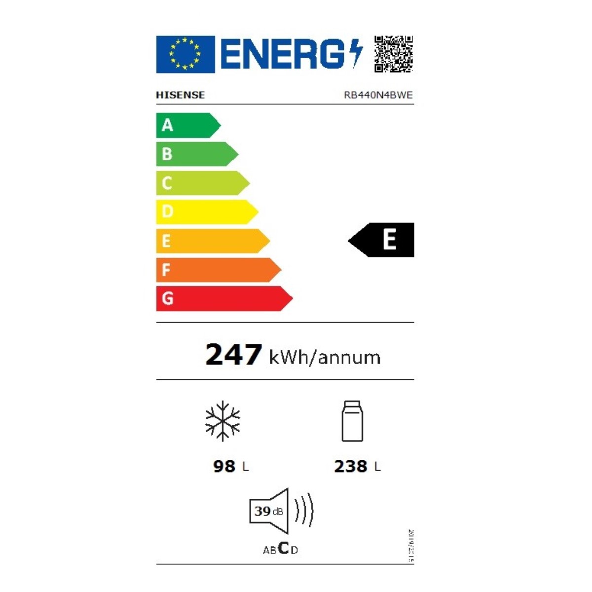 Kombinerat kylskåp Hisense RB440N4BWE Vit - 2