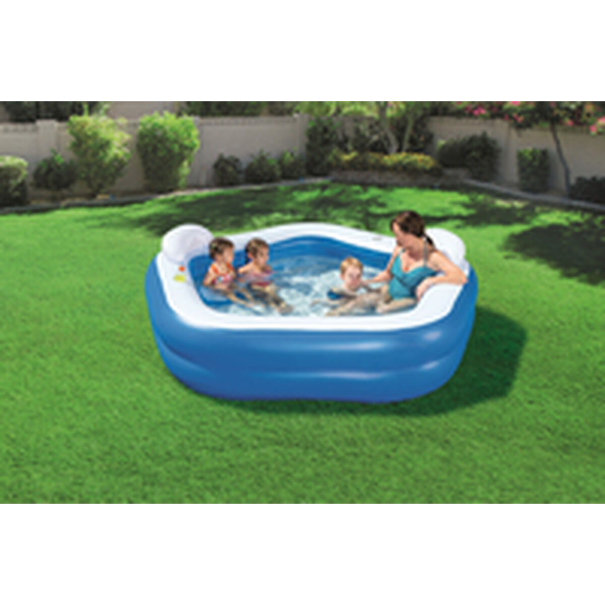 Bestway Uppblåsbar Pool 2 Kamrar Family 213x206x69 cm +6 År Trädgård 54153 - 7