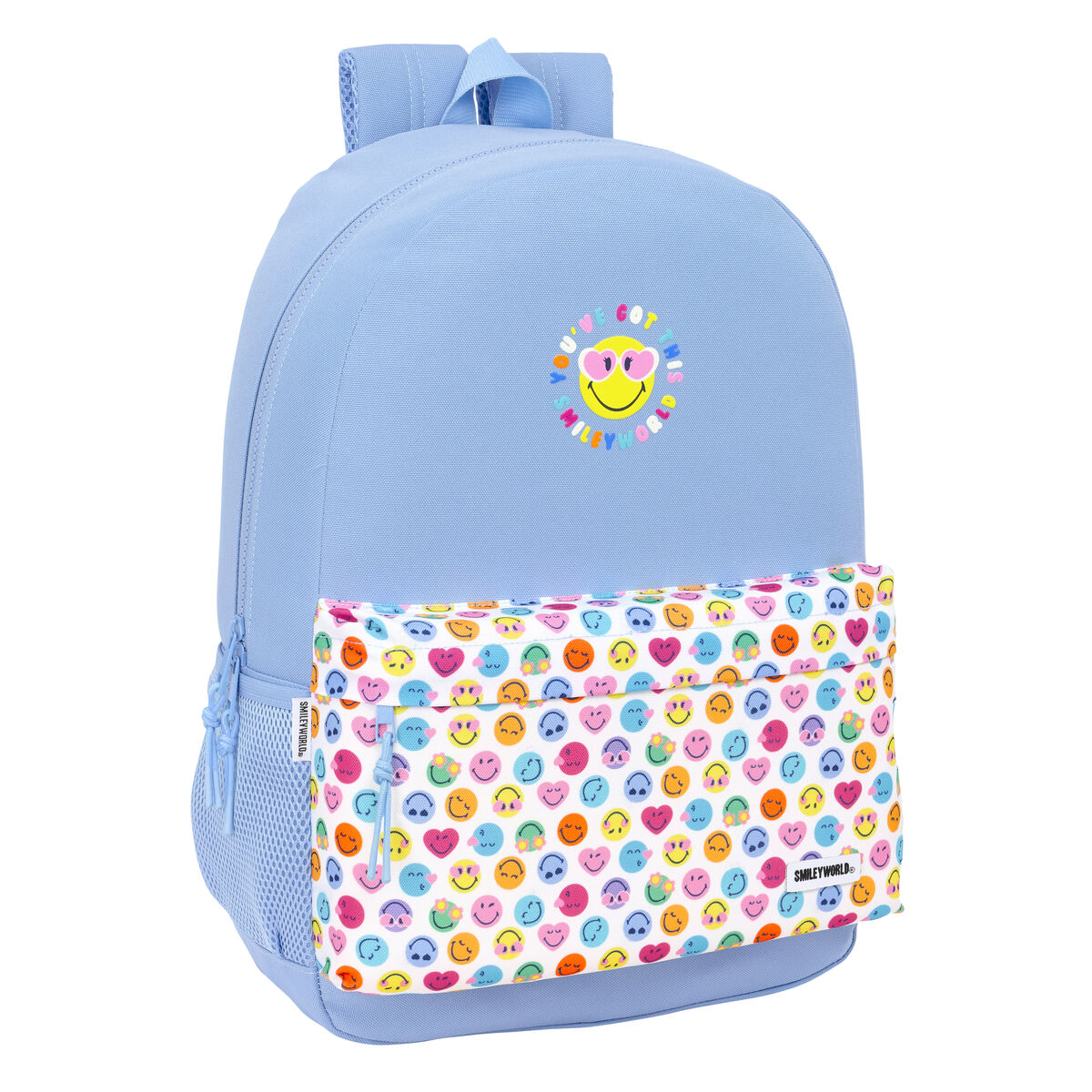 Skolryggsäck Smiley Joyful Blå Multicolour 30 x 46 x 14 cm