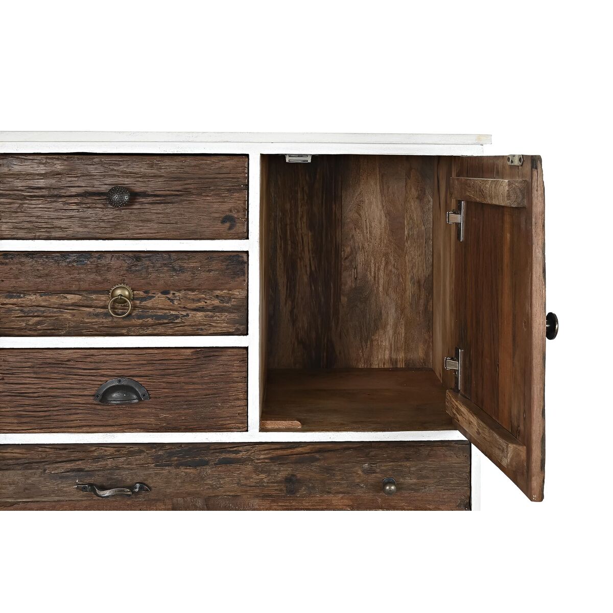 Byrå DKD Home Decor Metall Vit Kolonial Mörkbrun Mangoträ (72 x 50 x 75 cm) - 9