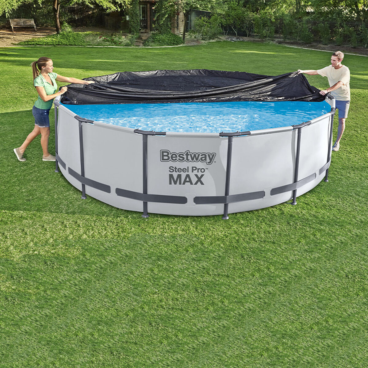 Pool Cover Bestway Svart Ø 370 cm - 3