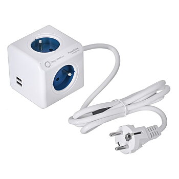 multipluggar i kubform Allocacoc PowerCube Extended USB Type E Blå (1,5 m)