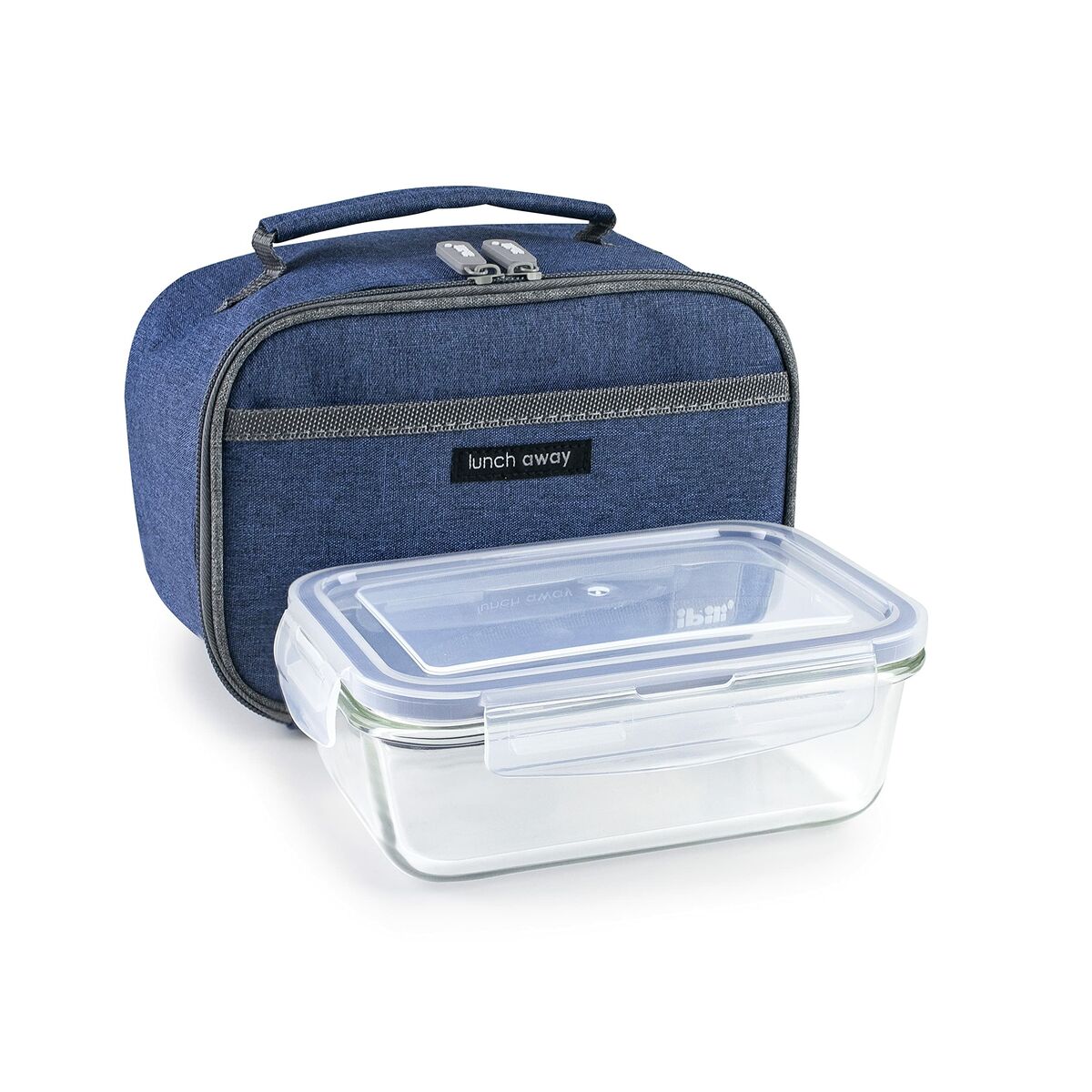 Lunchlåda med tillbehör Ibili 753401a Blå Polyester Borosilikatglas 21 x 13 x 14 cm