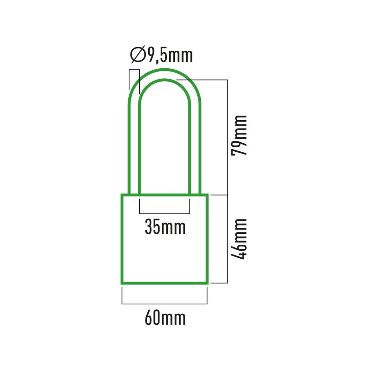 Hänglås med nyckel EDM 85231 Mässing 60 x 90 mm - 6