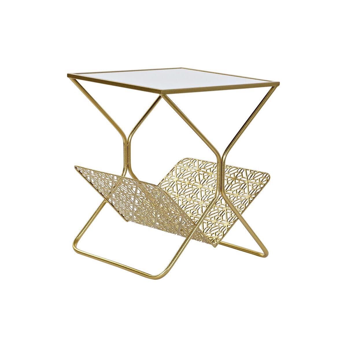 Tidningsställ DKD Home Decor Gyllene Metall Speglar 45 x 45 x 55 cm - 4