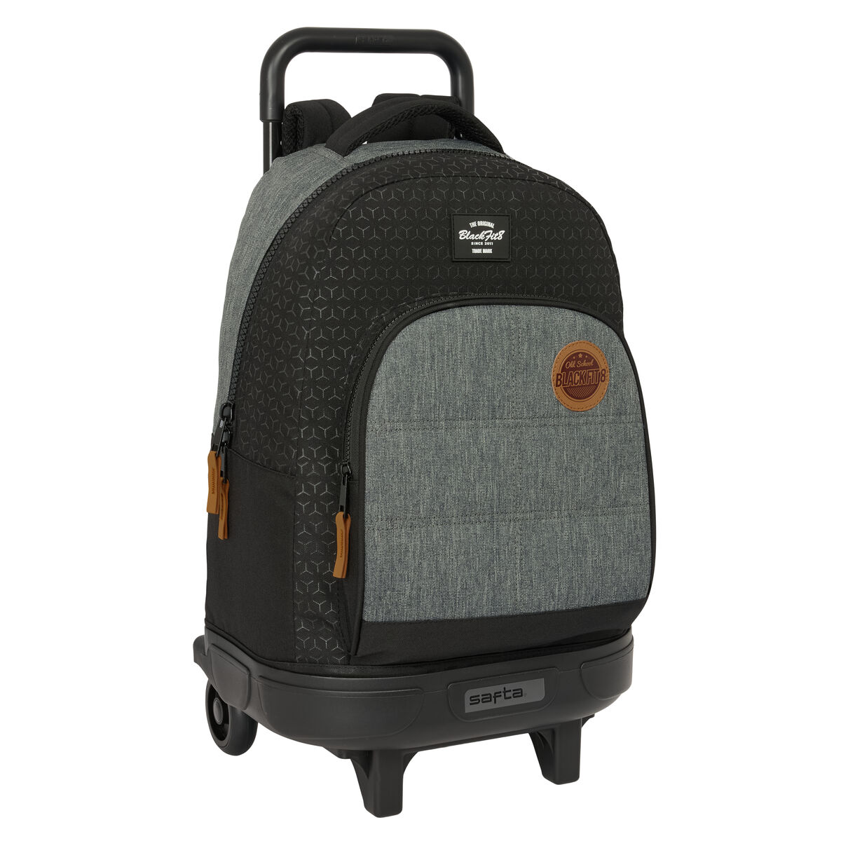 Skolväska med hjul BlackFit8 Old school Svart Grå 33 x 45 x 22 cm