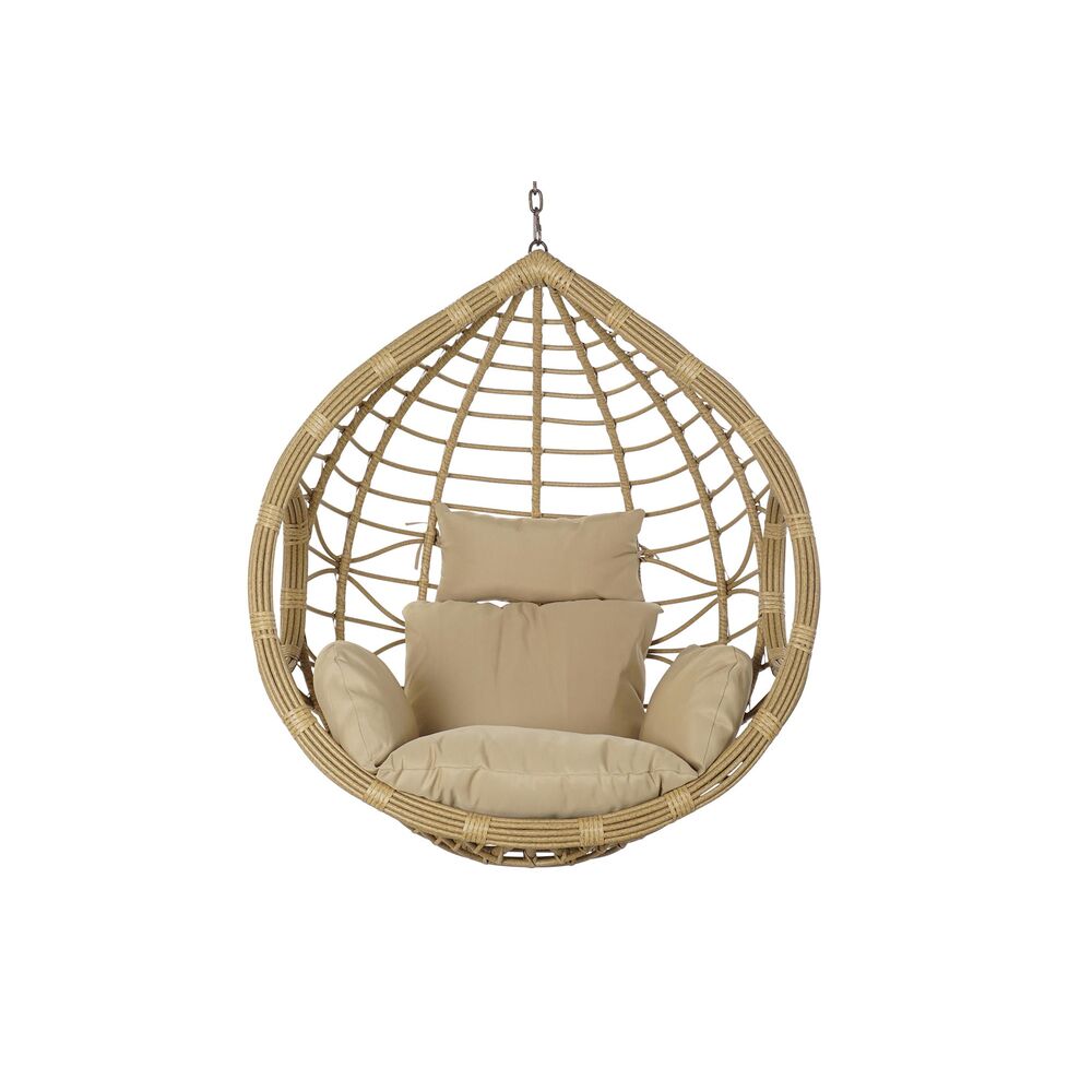 Hängande trädgårdsfåtölj DKD Home Decor 90 x 70 x 110 cm 105 x 75 x 226 cm Beige Metall Brun syntetisk rattan - 2