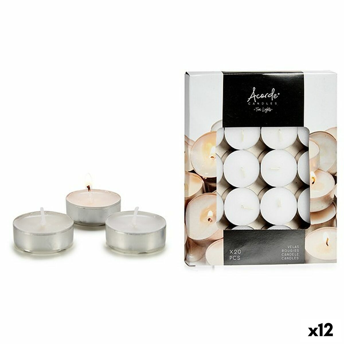Set med levande ljus Acorde Vit (12 antal) - 4