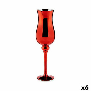 Ljusstakar Gift Decor Röd Glas 13,5 x 4,5 x 13,5 cm 13,5 x 45 x 13,5 cm (6 antal)