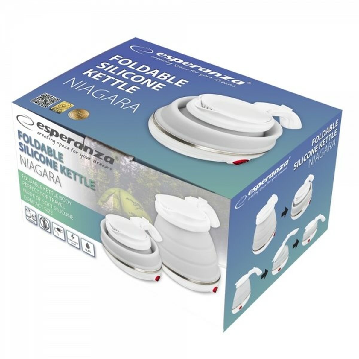 Vattenkokare Esperanza EKK023  Vit Rostfritt stål Plast 750 W 0,5 L - 2