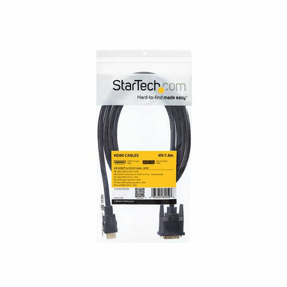HDMI till DVI Adpater Startech HDMIDVIMM6           Svart - 2