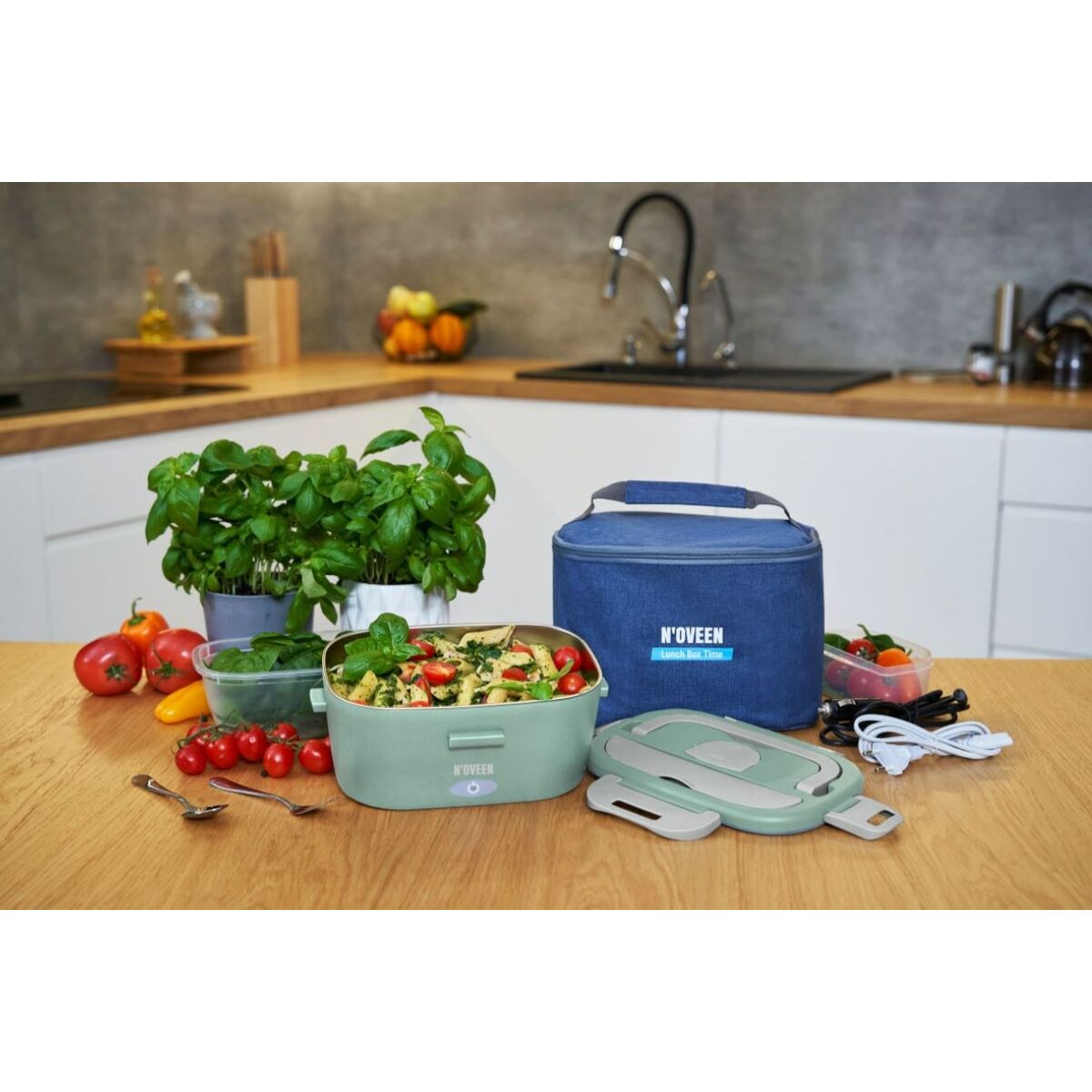 Elektrisk lunchbox N'oveen LB725 Grön Grå 1,1 L 2 Delar - 4