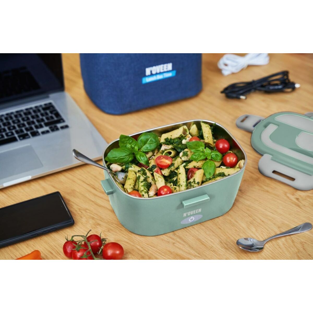 Elektrisk lunchbox N'oveen LB725 Grön Grå 1,1 L 2 Delar - 5