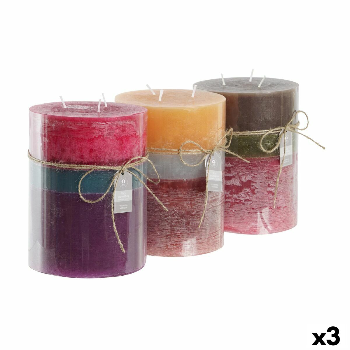 Ljus DKD Home Decor Blå Brun Grön 14,5 x 14,5 x 20 cm (3 antal) - 4