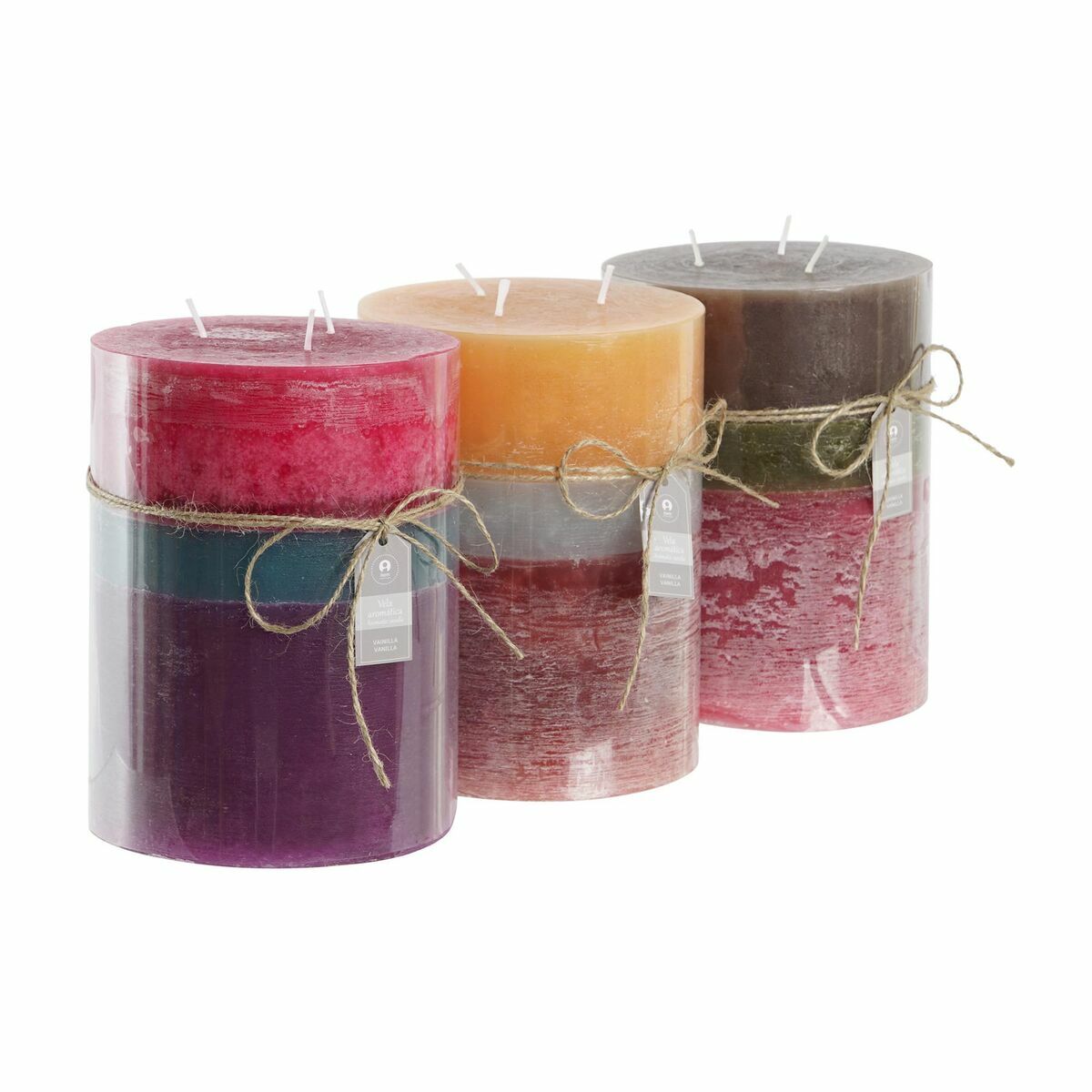 Ljus DKD Home Decor Blå Brun Grön 14,5 x 14,5 x 20 cm (3 antal) - 3