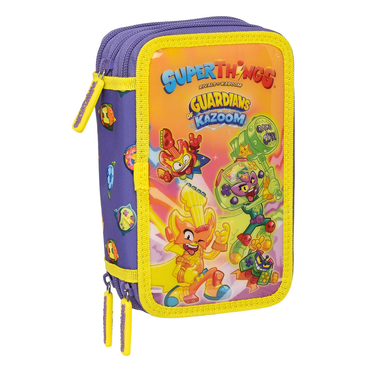 Trippel pennfodral SuperThings Guardians of Kazoom Purpur Gul (36 Delar) - 7
